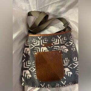 Myra Bag and Blue Grey   Patterned Crossbody Hobo  bag.